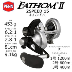 Close-up of Lever Drag 2-Speed mechanism on Penn Fathom II 15LD2