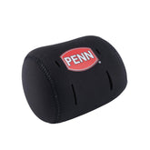 PENN Neoprene reel cover small black front view protecting a conventional reel.