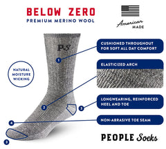 People Socks reinforced toe and heel ensure durability during hikes and long days.
