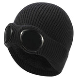 Peosaard knitted beanie with goggles set for outdoor style and warmth.