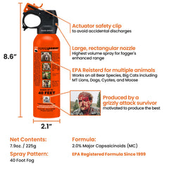 Pepper Power 30 ft spray range enables quick distance to safety.