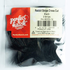 Perfect Hatch Rabbit Strips Cross Cut Black are ideal for trout flies to improve tying consistency.