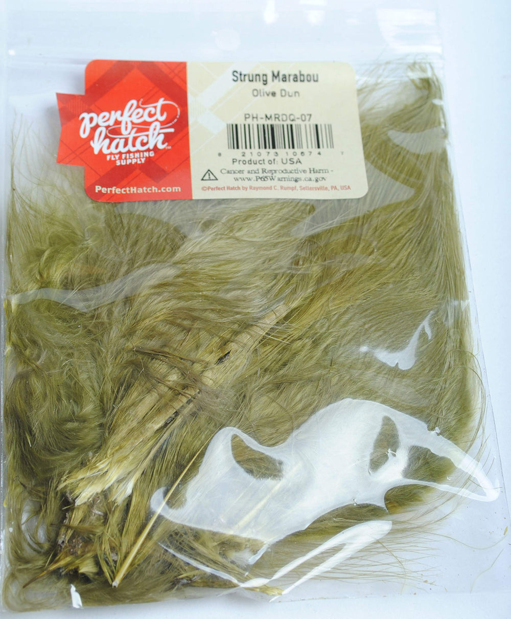 Perfect Hatch Strung Marabou Olive Dun PH-MRDQ-07 provides lifelike movement for versatile fly patterns.