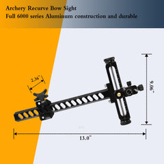 Perogen Recurve Bow Sight quick-release vertical adjustment for rapid target changes.