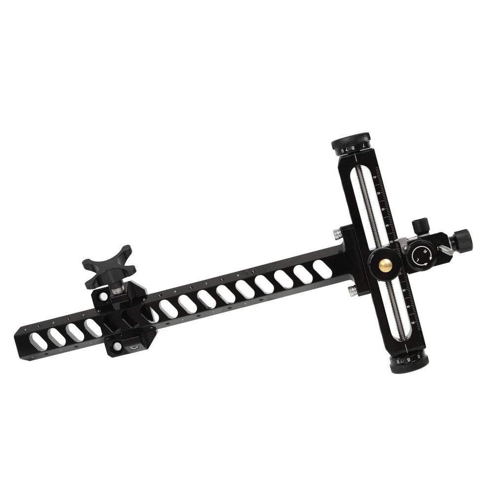 Perogen Recurve Bow Sight right-hand 9-inch extension enables stable long-range aiming.