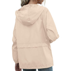 PESION women's rain jacket side pocket detail showing practical storage during outdoor excursions