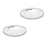 Petromax 7-inch enamel plate in white, lightweight for camping meals