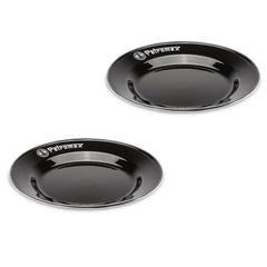 Petromax enamelware 10.2-inch dinner plate showing smooth enamel surface for outdoor dining