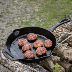 Petromax 12-inch skillet long-handle design enables safer outdoor cooking