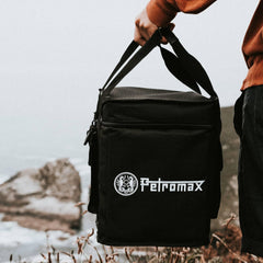 Bottom of Petromax Rocket Stove Bag highlighting reinforced bottom for stability on uneven terrain.