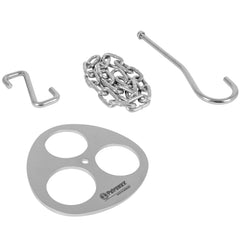 Petromax tripod lashing hooks hold a Dutch oven securely over the fire.