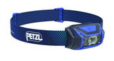 PETZL ACTIK CORE headlamp front view with bright beam for night runs.