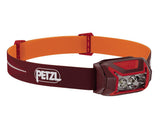 Petzl ACTIK CORE headlamp front view highlights compact, versatile design for outdoor lighting.