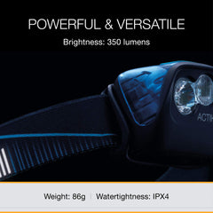 Petzl Actik lamp black red LED preserves night vision during nighttime use.