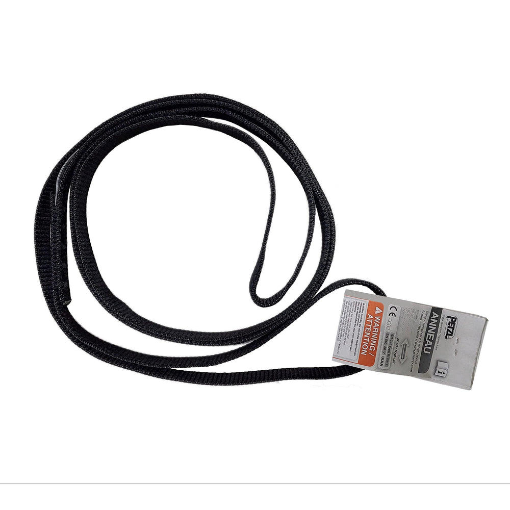 Petzl ANNEAU 60 cm open-loop sling in black for versatile rope connections and quick length identification