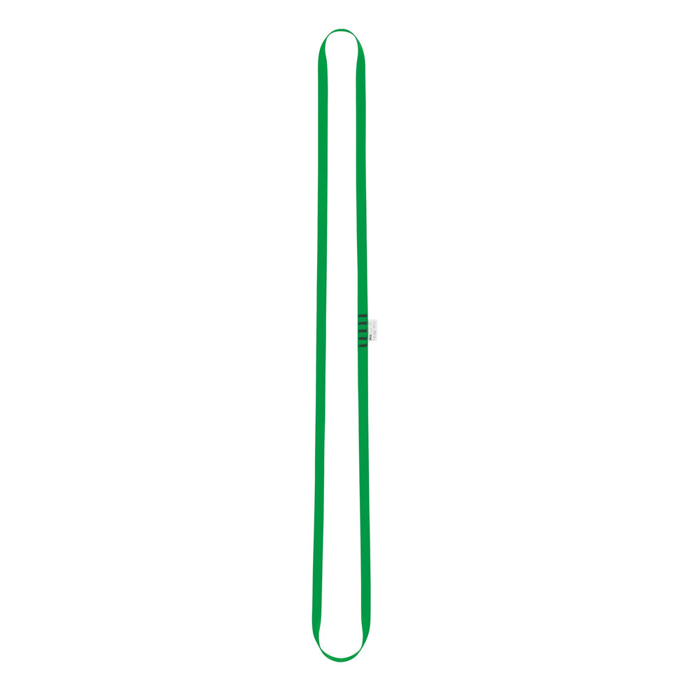 Petzl Anneau open sling green 120 cm side view for anchor setup.
