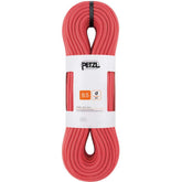 Petzl Arial rope in red 9.5mm at 80m, durable for climbs and alpinism.