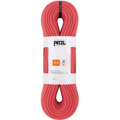 Petzl Arial rope in red 9.5mm at 80m, durable for climbs and alpinism.