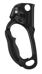 Petzl Ascension left-hand ascender in all-black for secure rope ascent and ergonomic grip.