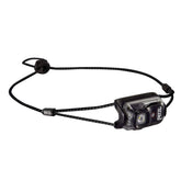 Petzl Bindi headlamp in black closeup highlighting compact design and portability.
