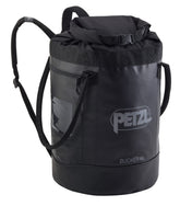 Petzl Bucket Rope Bag 45L Black showcases rugged, weatherproof rope storage.
