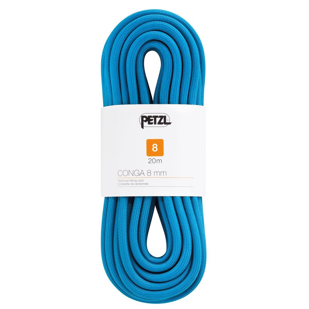 Petzl Conga rope 8mm blue for hiking handlines, lightweight and easy to carry