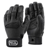 Petzl Cordex Plus palm view showing double-layer leather for durability and heat protection.