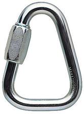 Petzl Delta N 10 triangular screwlink ready for secure anchors.