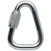 PETZL Delta N 8 screwlink close-up showing robust steel construction for secure anchors.