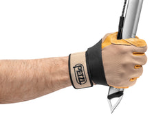 Petzl Glacier kit image showing axe and detachable leash ready for use.