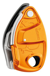 PETZL Grigri Plus belay device with brake-assisted control for single ropes.