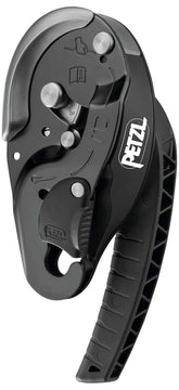 PETZL I'd L descender front view with auto-lock and anti-panic safety features.