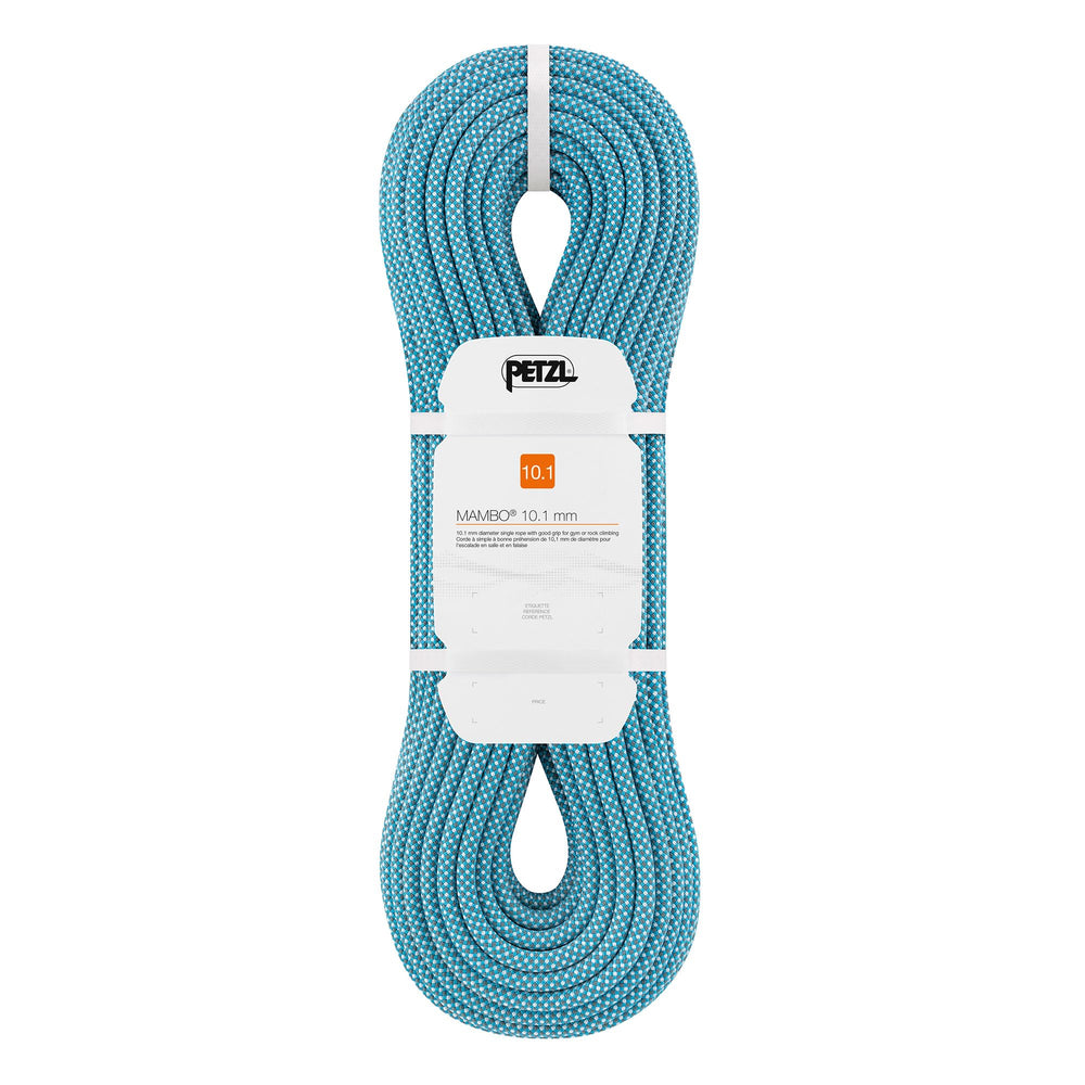 PETZL MAMBO rope 10-1mm turquoise 60m shows strong grip for gym and crag use.