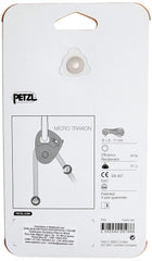 Petzl Micro Traxion locking cam raised position enabling simple pulley use for self-rescue scenarios.
