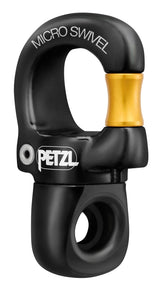 PETZL Microswivel attachment point for locking carabiner maintains major axis alignment