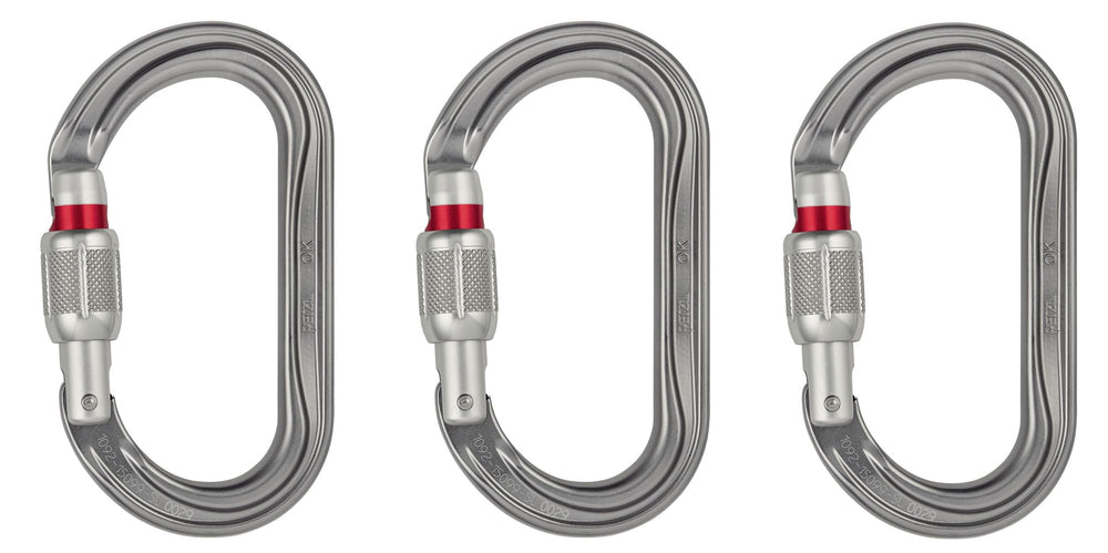 Petzl OK carabiner oval for pulleys enhances device loading and smooth operation.