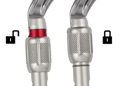 Petzl OK carabiner showing screw-lock system for reliable use in harsh conditions.