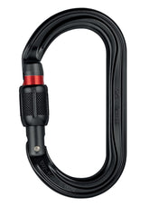 Petzl OK Oval aluminum carabiner with screw-lock, front view for secure gear setup.