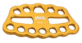 Petzl PAW large rigging plate top view shows organized multi-anchor setup for efficient rope threading