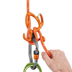 Petzl Pirana Guide close-up of friction spur for on-demand braking
