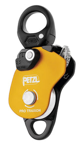 Petzl Pro Traxion openable under load pulley enables secure rope setup.