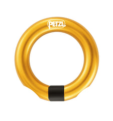 Petzl Ring Open gated ring yellow front view for semi-permanent connections.