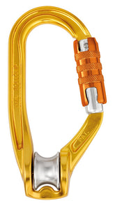 Petzl Rollclip A with gate-side opening eases rope setup on anchors.