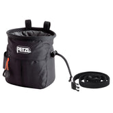 Petzl SAKAPOCHE chalk bag with open top offers quick chalk access during climbs