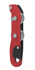 PETZL Simple bobbin-style descender in red, lightweight for tight caves.