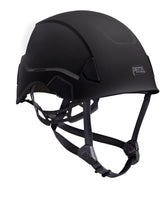 Petzl Strato helmet front view highlighting ultra-lightweight comfort for long wear.