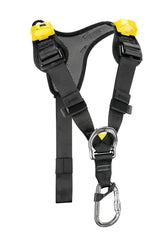 PETZL TOP chest harness front view highlighting wide shoulder straps for comfort