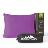 PEUJEW travel pillow in compact travel bag for easy packing on trips