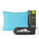 PEUJEW small shredded memory foam pillow sky blue for travel comfort.