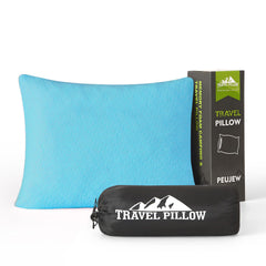 PEUJEW small shredded memory foam pillow sky blue for travel comfort.